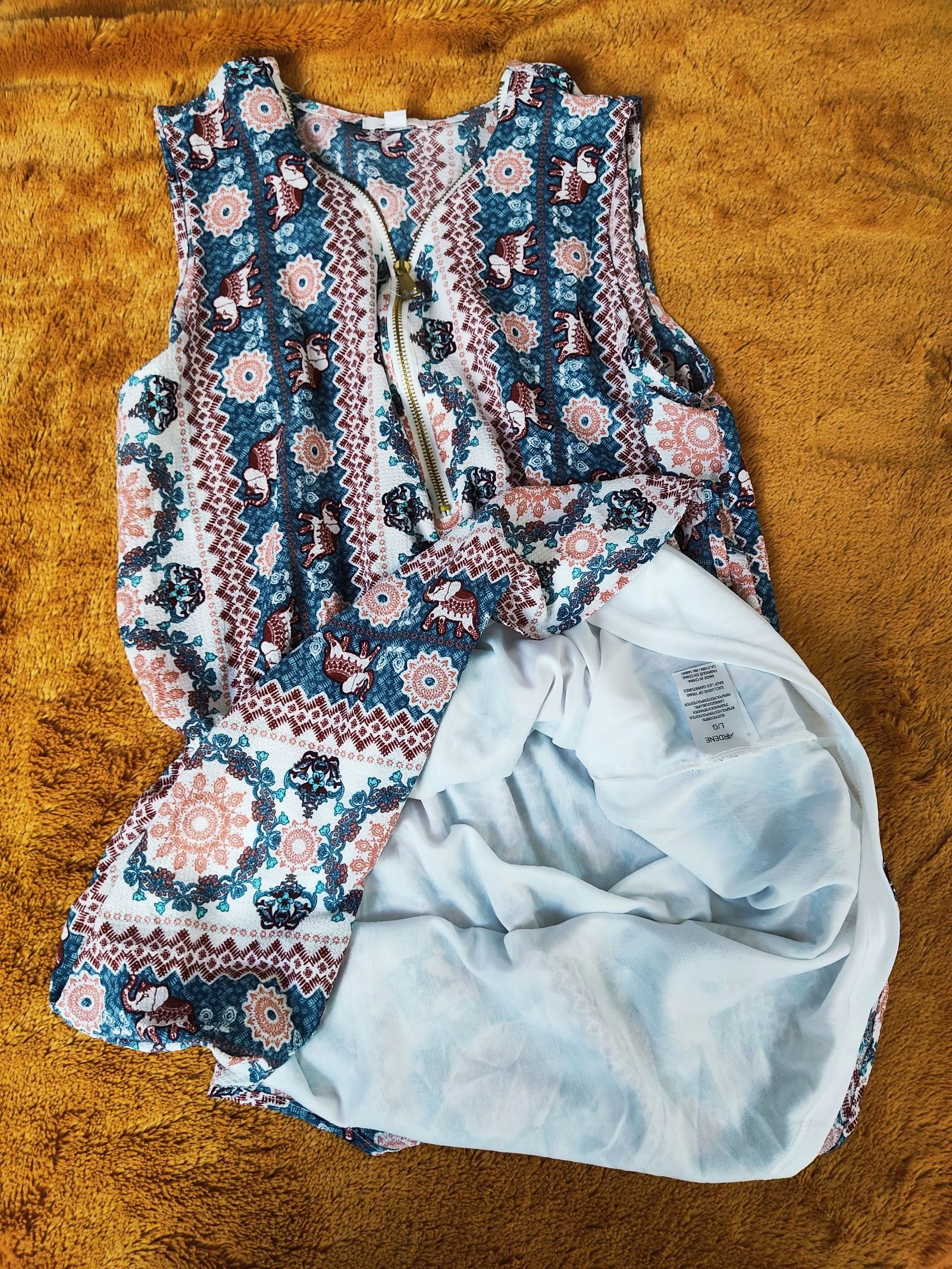 Robe été mi-longue large 40 L - motifs élephants indien - Neuve avec étiquette – photo 6